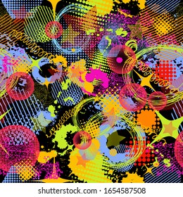Seamless grunge background spot and elements of halftone. Vector illustration