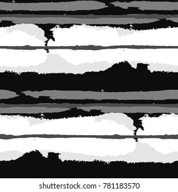Seamless Grunge Background with Stripes. Abstract Texture with Horizontal Brush Srokes.  Scribbled Grunge Motif for Textile, Fabric, Wallpaper. Retro Vector Background with Stripes.