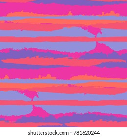Seamless Grunge Background with Stripes. Abstract Texture with Horizontal Dry Brush Srokes.  Scribbled Grunge Pattern for Chintz, Textile, Swimwear. Retro Vector Background.