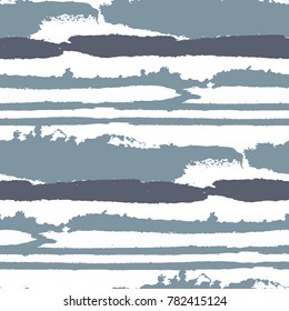 Seamless Grunge Background with Stripes. Abstract Texture with Horizontal Dry Brush Srokes.  Scribbled Grunge Rapport for Swimwear, Linen, Textile. Rustic Vector Background with Stripes.