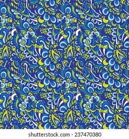 Seamless grunge blue floral texture vector background