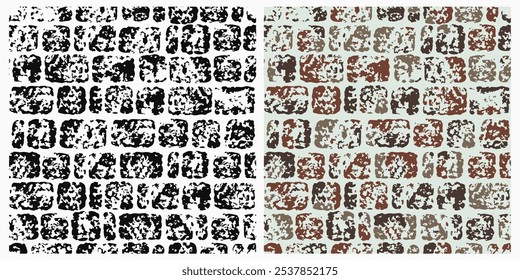 Padrão de parede de pedra de tijolo grunge sem costura com pedras antigas destruídas rachadas. Fundo geométrico para tecido, têxtil. Textura quebrada e destruída
