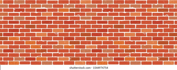 Seamless grunge brick wall texture. realistic red brick wall background. pattern for interior design. vector illustration