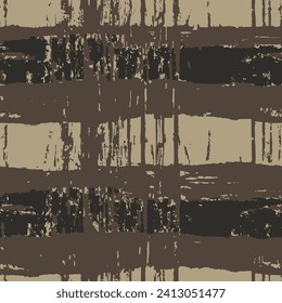 Seamless Grunge Camo Dry Dark Brush Scratches. Green Repeated Vintage Dirty Paper, Seamless Print. White Grunge Continuous Overlay Vector Decay Texture. 