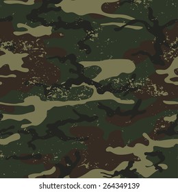 Seamless grunge camouflage pattern. Woodland camouflage background.