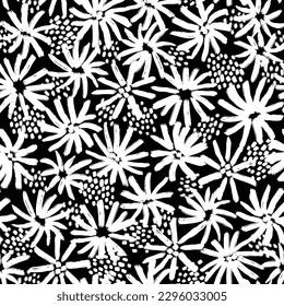 SEAMLESS GRUNGE DISTRESSED HAND PAINTED FLORAL FLOWER DAISY PAINTED BRUSH STROKE MODERN CONTEMPORARY PATTERN SWATCH