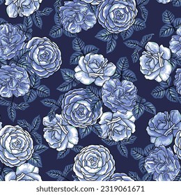 SEAMLESS GRUNGE DISTRESSED HAND PAINTED FLOWER FLORAL ROSE GARDEN BOTANICAL VABRIC TEXTILE PATTERN SWATCH