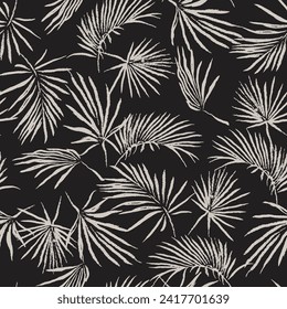 SEAMLESS GRUNGE DISTRESSED HAND PAINTED FERN PALM FLORAL PATTERN SWATCH