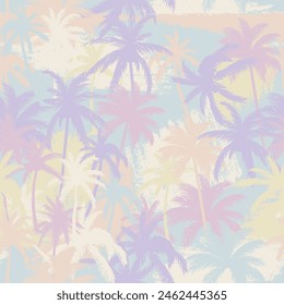 SEAMLESS GRUNGE DISTRESSED HAND PAINTED FERN PALM TREE LEAF STAMP FLORAL PATTERN SWATCH