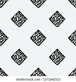 Seamless grunge doodle modern pattern. Geometry square fabric sample. Abstract vector illustration
