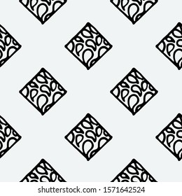 Seamless grunge doodle modern pattern. Geometry square fabric sample. Abstract vector illustration