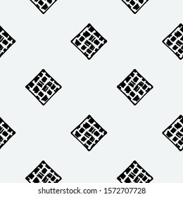 Seamless grunge doodle modern pattern. Geometry square fabric sample. Abstract vector illustration