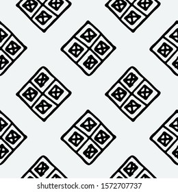 Seamless grunge doodle modern pattern. Geometry square fabric sample. Abstract vector illustration