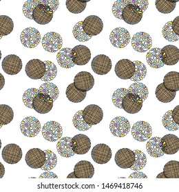 Seamless grunge dots modern pattern. Geometry circle fabric sample. Abstract vector illustration