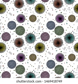 Seamless grunge dots modern pattern. Geometry circle fabric sample. Abstract vector illustration