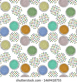 Seamless grunge dots modern pattern. Geometry circle fabric sample. Abstract vector illustration