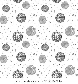 Seamless grunge dots modern pattern. Geometry circle fabric sample. Abstract vector illustration