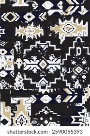 Seamless grunge ethnic pattern,ikat pattern,geomatric.