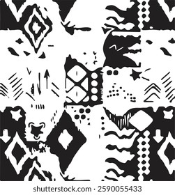 Seamless grunge ethnic pattern,ikat pattern,geomatric.