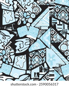 Seamless grunge ethnic pattern,ikat pattern,geomatric.abstract