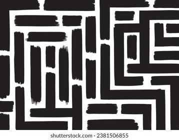 Seamless Grunge fabric vector texture. Hand drawn decorative seamless pattern with bold brush strokes. Black paint brush strokes seamless pattern.