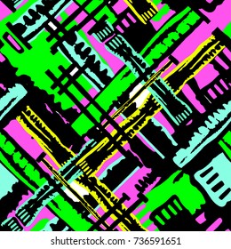 Seamless grunge geometric modern pattern.Hand drawn ink artistic trendy sport fashion background. Expressive ornament for textile,wrapping, decoration,apparel