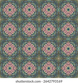 Padrão geométrico grunge contínuo com formas abstratas, em pastéis macios e cores brilhantes. Rastreamento. Ideal para fundos, têxteis, web design e impressão. Design vetorial moderno e simétrico.