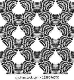 Seamless grunge geometric pattern with rings Wave vector background