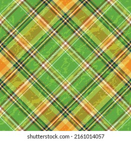 Seamless grunge green-yellow checkered pattern, vector eps 10