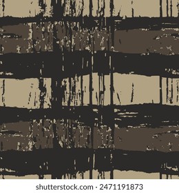 Seamless Grunge Light Abstract Rough Brush Scratches. Black Repeated Distressed Graphic Paint, Seamless Design. Camouflage Grunge Seamless Dry Rusty Spot Surface. 