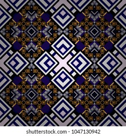 Seamless grunge micro vector print. Geometric abstract mosaic seamless pattern with tiles and simple shapes in blue, white and black colors for fashion. Abstract dynamic retro tiles background.