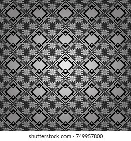Seamless grunge micro vector print. Geometric abstract mosaic seamless pattern with tiles and simple shapes in white, gray and black colors for fashion. Abstract dynamic retro tiles background.