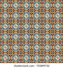 Seamless grunge micro vector print. Abstract dynamic retro tiles background. Geometric abstract mosaic seamless pattern with tiles and simple shapes in black, white and brown colors for fashion.