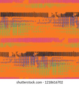 Seamless Grunge Pattern. Abstract Scratched Texture with Ragged Brushstrokes. Scribbled Grunge Motif for Print, Fabric, Textile. Colorful Vector Background for your Design.