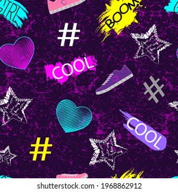 Seamless grunge pattern for cool girls, urban style.