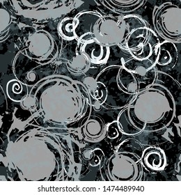 Seamless grunge pattern created by hand drawn brush strokes and spots for printing, web-design, textile, wrapping paper