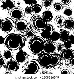 Seamless grunge pattern with handdrawn brush spots. Ornament for wrapping paper, background, wallpaper, print, web-design.