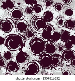 Seamless grunge pattern with handdrawn brush spots. Ornament for wrapping paper, background, wallpaper, print, web-design.