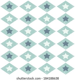 Seamless grunge pattern with stars in a cage. Vector eps8