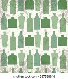 Seamless grunge pattern with transparent bottles
