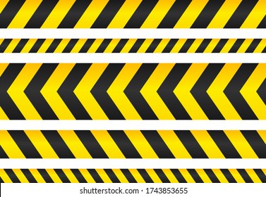 Seamless grunge security yellow black diagonal stripes. Safety danger signs.Warn Caution symbol. Isolated on white background.	
