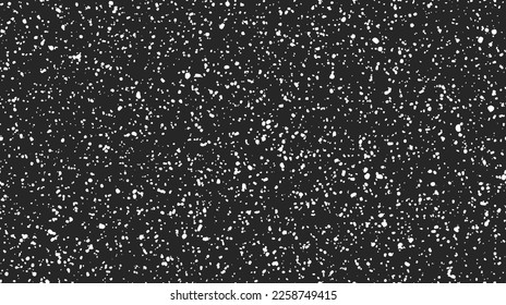 Seamless grunge speckle texture. Distress grain background. Grungy splash repeated effect. Dirty overlay repeating pattern. Black and white splattered particles, splashes, drops wallpaper. Vector