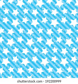 Seamless grunge star texture. Blue white background. Vector