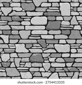 Seamless Grunge Stone Brick Wall Texture. Vector Illustration.
