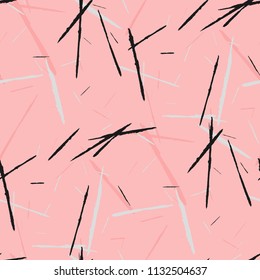 Seamless Grunge Stripes.
 Abstract Scratched Texture with Dry Brush Strokes. Scribbled Grunge Rapport for Cloth, Shirt, Curtains. Trendy Vector Background