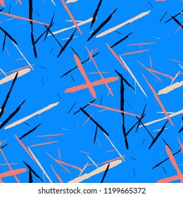 Seamless Grunge Stripes. Abstract Scratched Texture with Dry Brush Strokes. Scribbled Grunge Motif for Chintz, Calico, Linen. Retro Vector Background