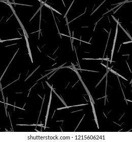 Seamless Grunge Stripes. Abstract Scratched Texture with Brush Strokes. Scribbled Grunge Pattern for Chintz, Calico, Swimwear. Trendy Vector Background with Stripes
