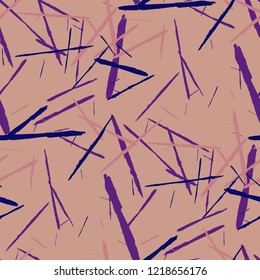 Seamless Grunge Stripes. Abstract Scratched Texture with Dry Brush Strokes. Scribbled Grunge Motif for Cloth, Cotton, Curtains. Trendy Vector Background with Stripes
