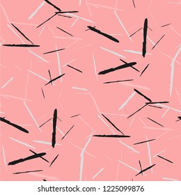 Seamless Grunge Stripes. Abstract Scratched Texture with Brush Strokes. Scribbled Grunge Motif for Cloth, Cotton, Curtains. Trendy Vector Background with Stripes