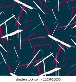 Seamless Grunge Stripes. Abstract Scratched Texture with Brush Strokes. Scribbled Grunge Motif for Tablecloth, Wallpaper, Linen. Rustic Vector Background with Stripes